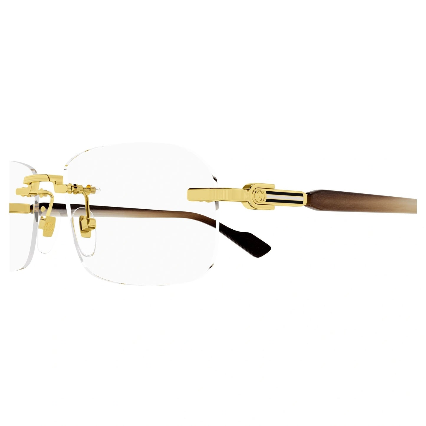 Gucci Eyeglasses GG1221O 002 56mm Gold-Brown Horn / Demo Lens