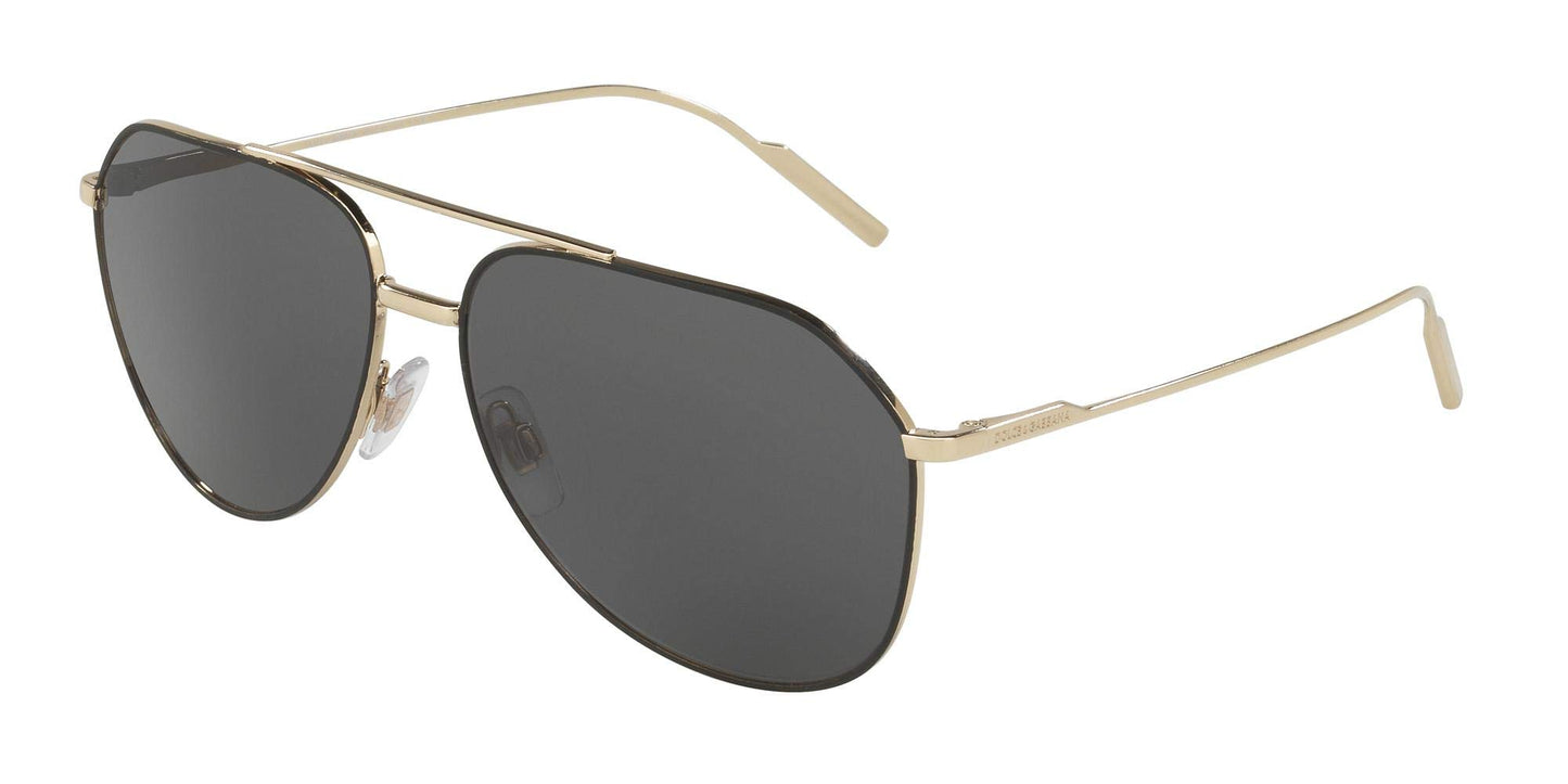 Dolce & Gabbana Sunglasses DG2166 130587 61mm Matte Black Pale Gold / Dark Grey