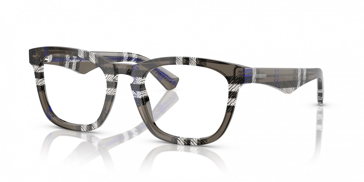 Burberry BE2417 4147 Square Eyeglasses 51mm Check Lichen / Clear Demo Lens
