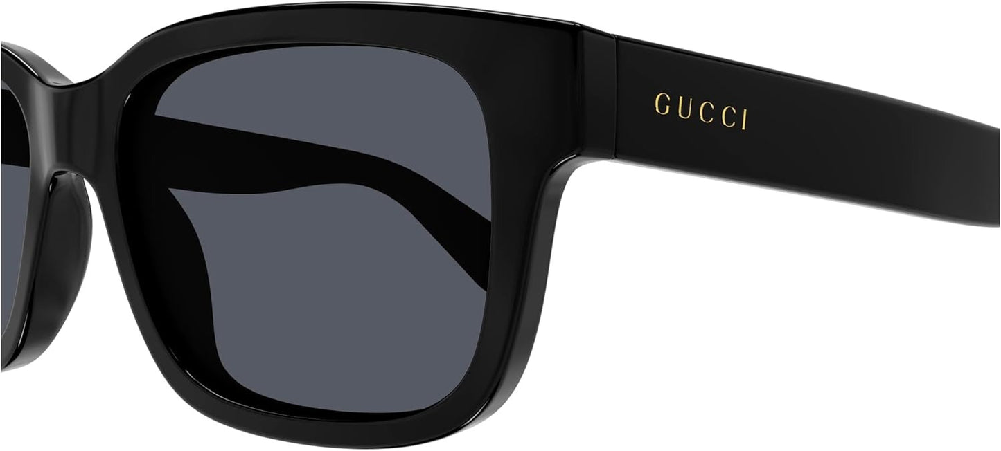 Gucci GG1583S 001 Rectangle Sunglasses 56mm Black / Dark Grey Solid Lens