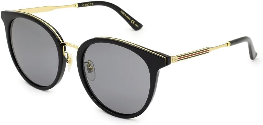Gucci Sunglasses GG0204S 001 56mm Black-Gold / Grey Lens