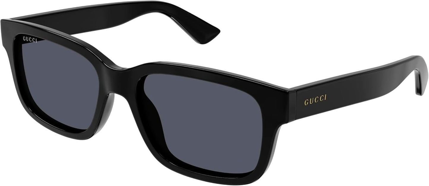 Gucci GG1583S 001 Rectangle Sunglasses 56mm Black / Dark Grey Solid Lens