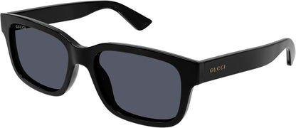 Gucci GG1583S 001 Rectangle Sunglasses 56mm Black / Dark Grey Solid Lens