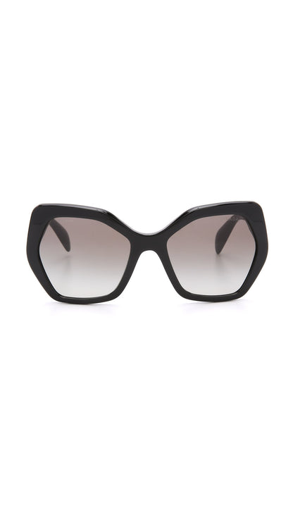 Prada SPR 16RS 1AB-0A7 Square Sunglasses Black/Grey Gradient Lens