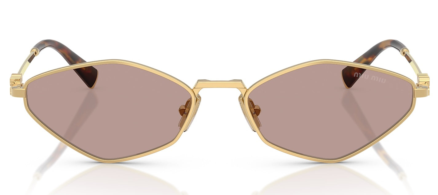 Miu Miu MU56ZS 5AK20I Oval Sunglasses 56mm Gold / Light Purple Brown Lens