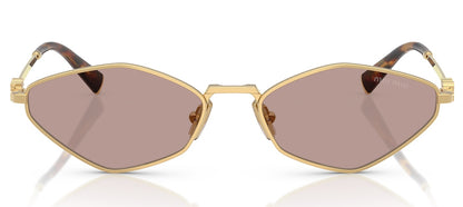 Miu Miu MU56ZS 5AK20I Oval Sunglasses 56mm Gold / Light Purple Brown Lens