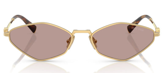 Miu Miu MU56ZS 5AK20I Oval Sunglasses 56mm Gold / Light Purple Brown Lens