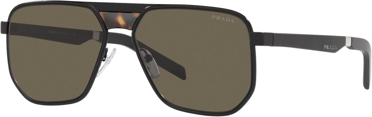 Prada PR60WS 1BO5G1 Piot Sunglasses 58mm Matte Black / Brown Lens