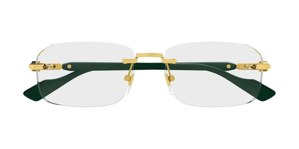 Gucci GG1221O 005 Eyeglasses 56mm Gold-Green / Demo Lens