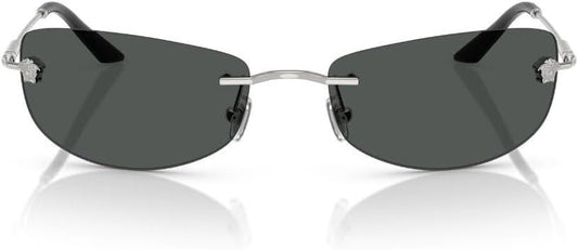 Versace VE2279 100087 Rectangle Sunglasses 60mm Silver / Dark Grey Lens