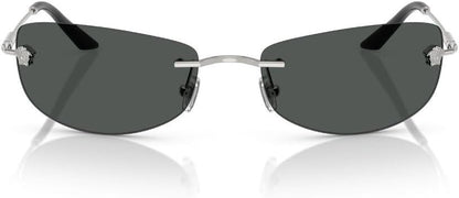 Versace VE2279 100087 Rectangle Sunglasses 60mm Silver / Dark Grey Lens