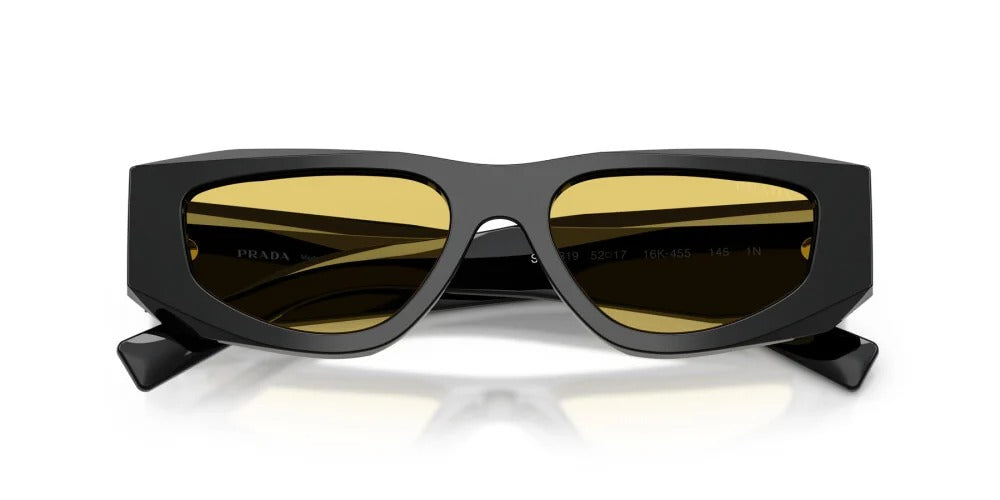Prada PR B19S 16K455 Sunglasses 52mm Black / Yellow Lens