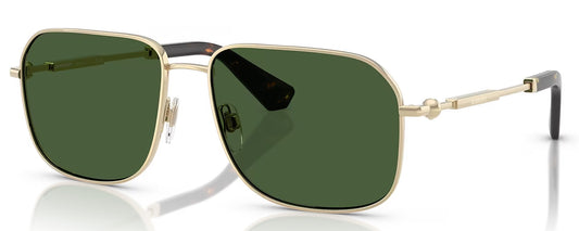 Burberry BE3159 110971 Square Sunglasses 59mm Light Gold / Dark Green Lens
