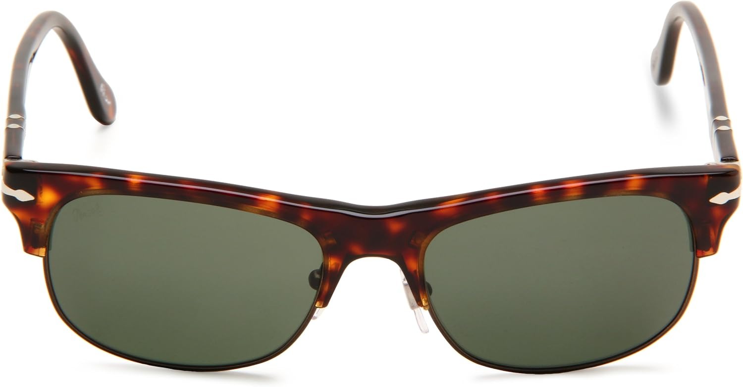 Persol PO 3034/S 24/31 Square Sunglasses 53mm Havana / Green Lens