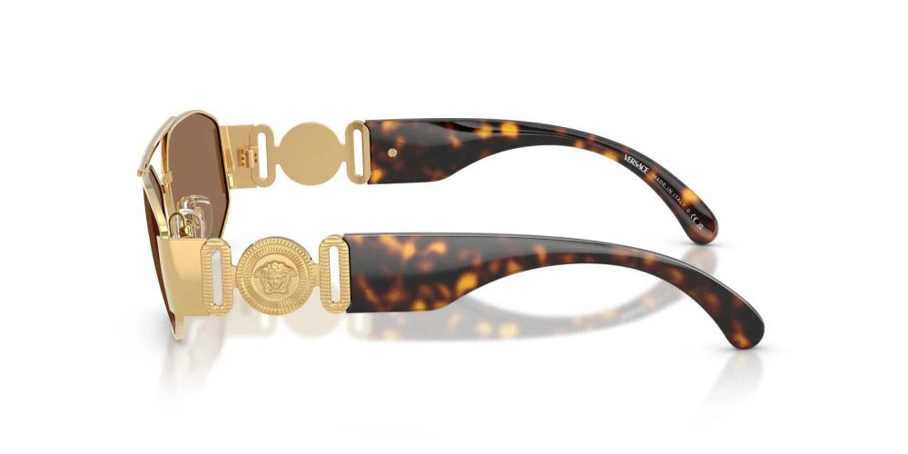 Versace VE2287 100273 Sunglasses 58mm Gold Havana / Dark Brown Lens