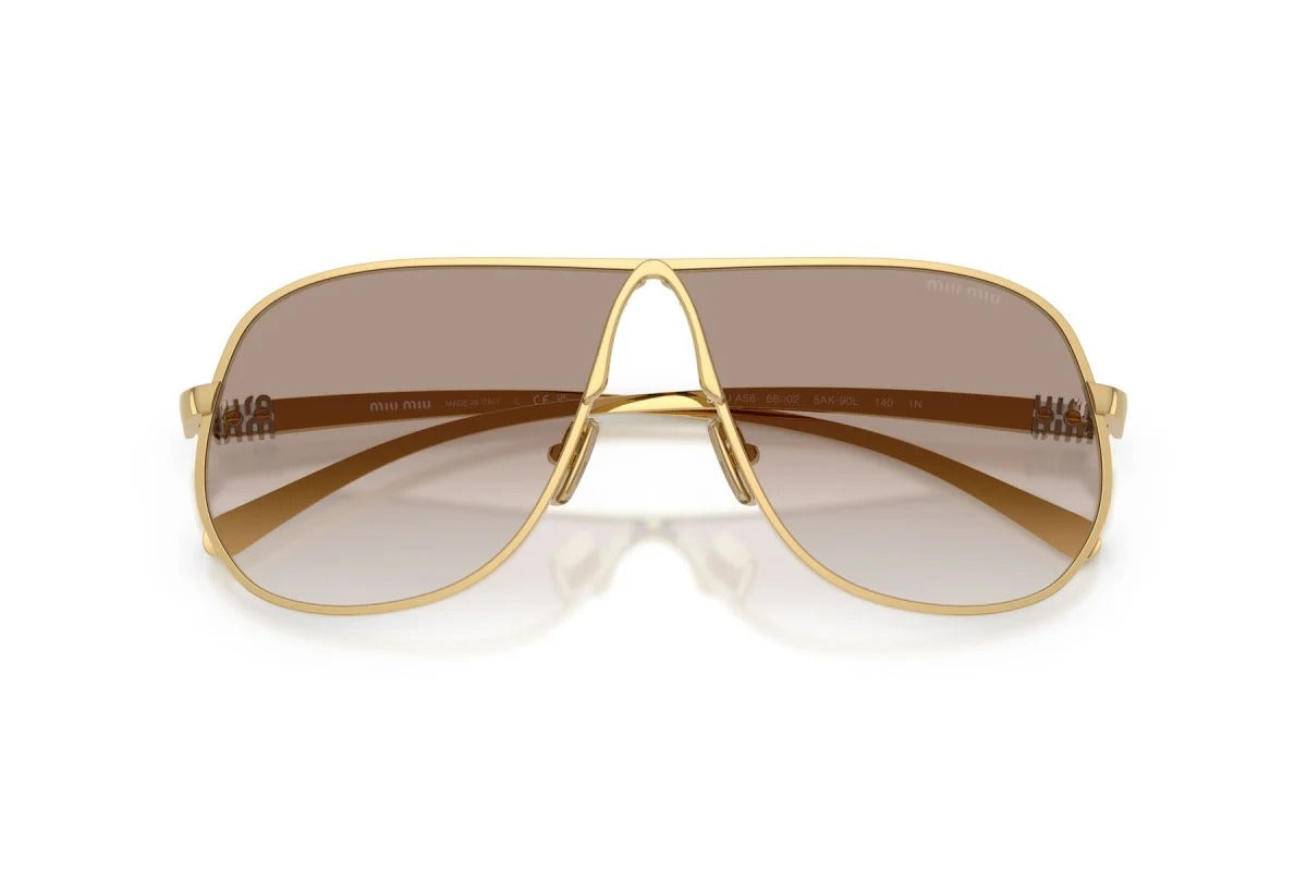 Miu Miu MU A56S 5AK90L Pilot Sunglasses 56mm Gold / Brown Gradient Lens