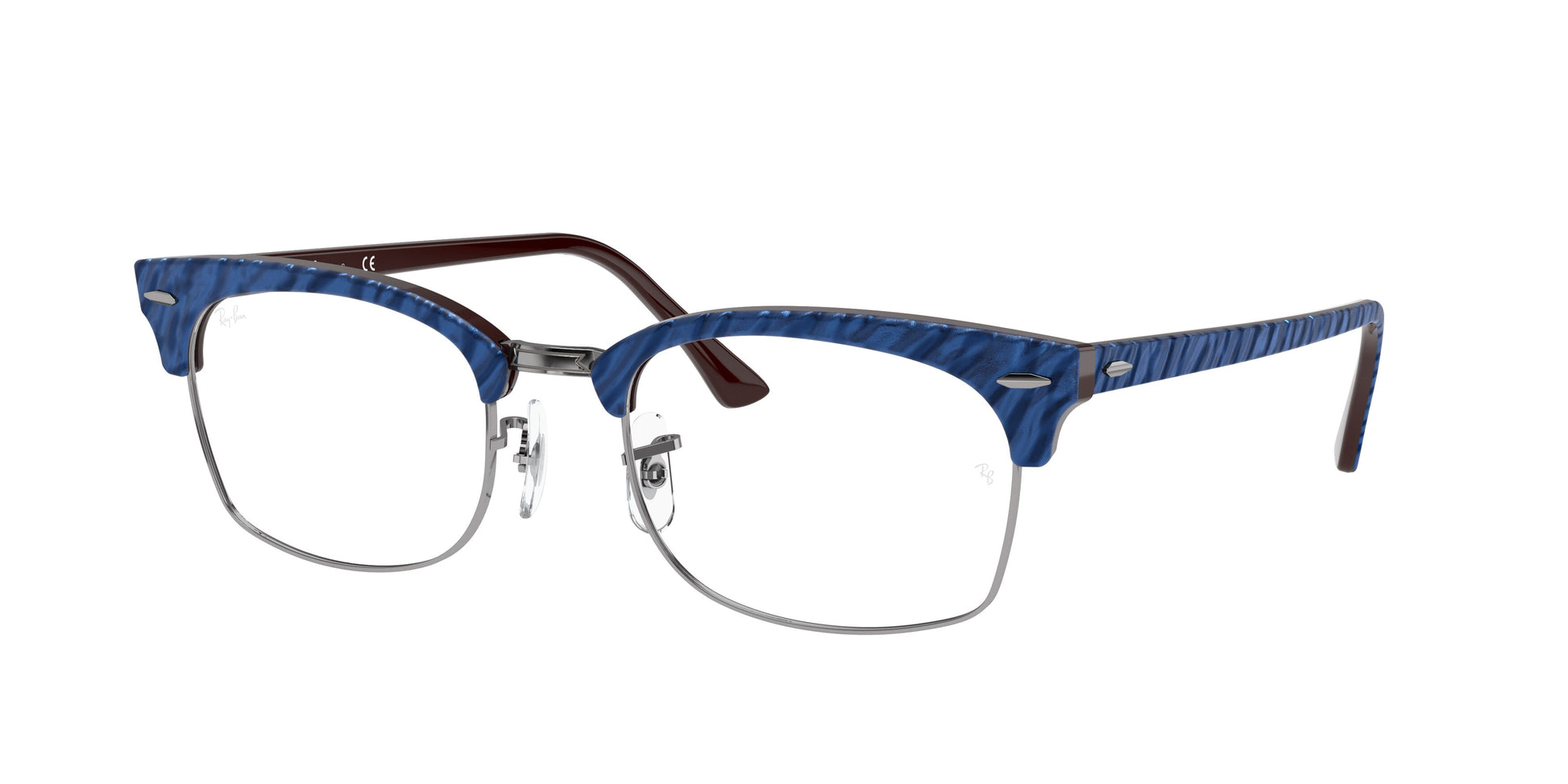Ray-Ban RX3916V 8052 Eyeglasses 50mm Wrinkled Blue On Brown / Clear Demo Lens