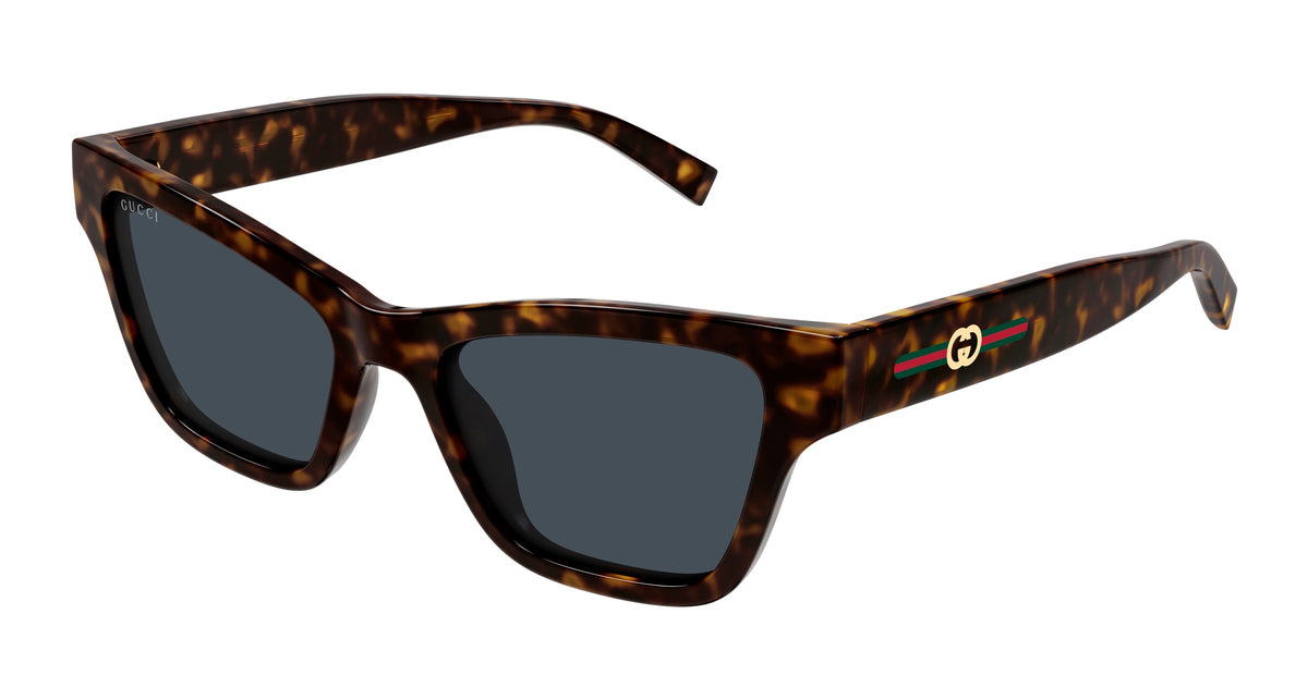 Gucci GG1982S 002 Cat-Eye Sunglasses 53mm Havana / Blue Solid Lens