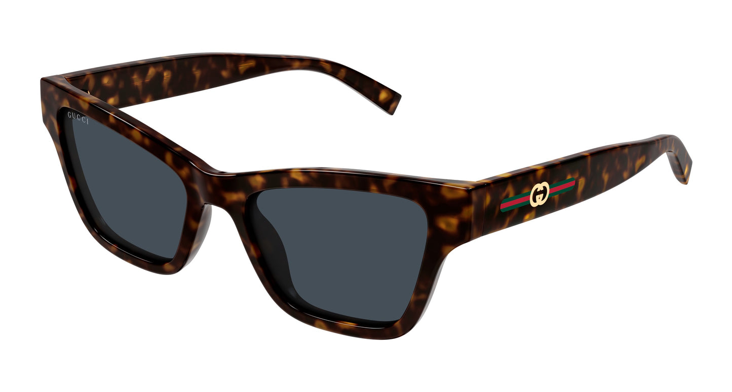Gucci GG1982S 002 Cat-Eye Sunglasses 53mm Havana / Blue Solid Lens