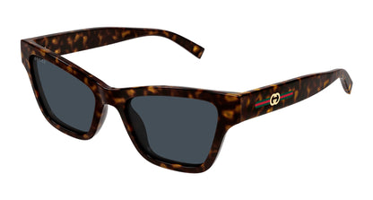 Gucci GG1982S 002 Cat-Eye Sunglasses 53mm Havana / Blue Solid Lens
