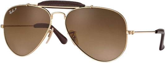 Ray-Ban RB3422Q 001M2 Sunglasses 58mm Gold / Polarized Brown Gradient Lens