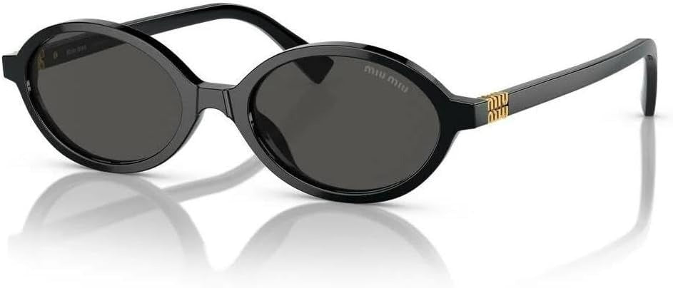 Miu Miu MU 04ZS 1AB5S0 Oval Sunglasses 50mm Black / Dark Grey Lens