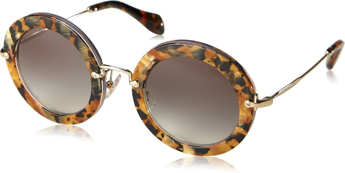 Miu Miu Sunglasses MU13NS DHF0A7 49mm Marble Yellow Havana / Grey Gradient Lens