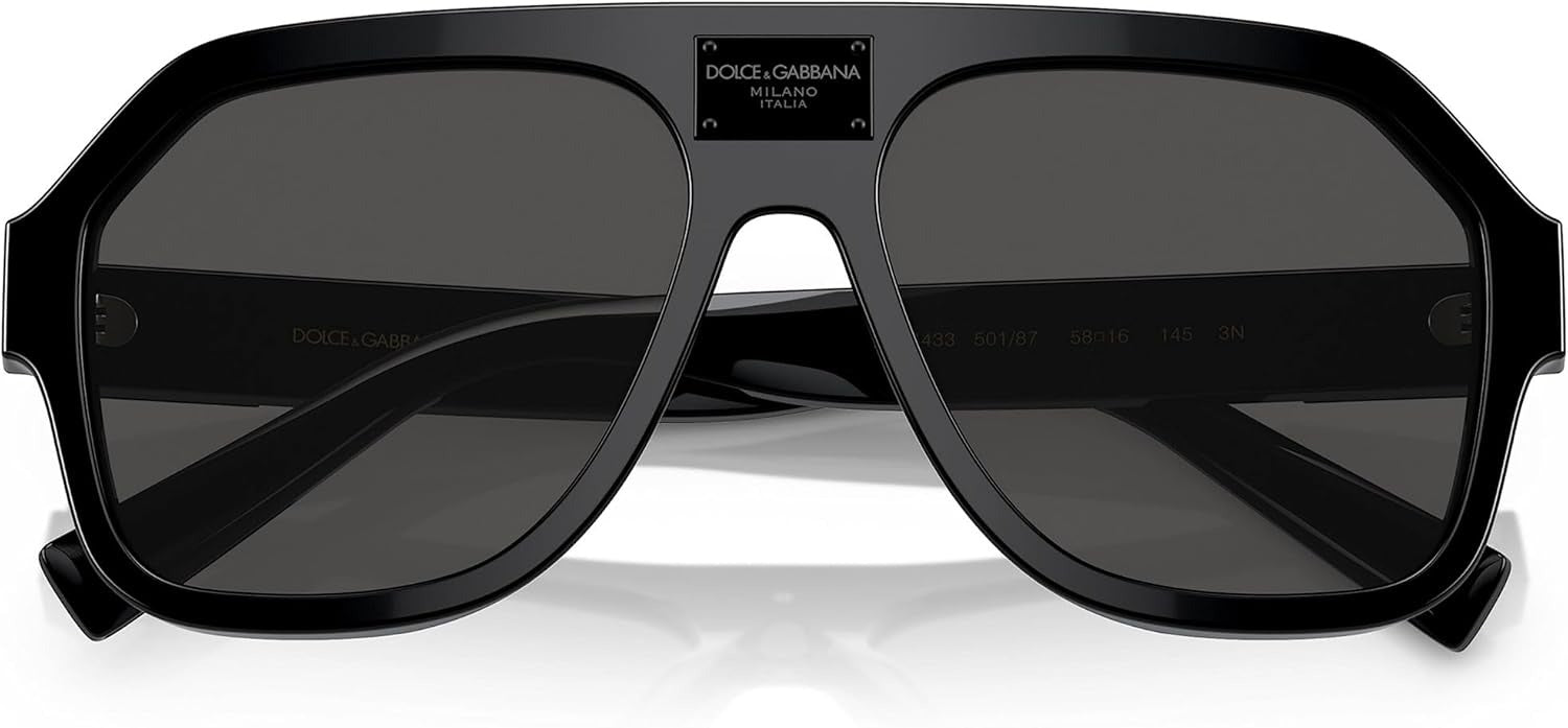 Dolce & Gabbana Sunglasses DG4433 50187 58mm Black / Dark Grey Lens