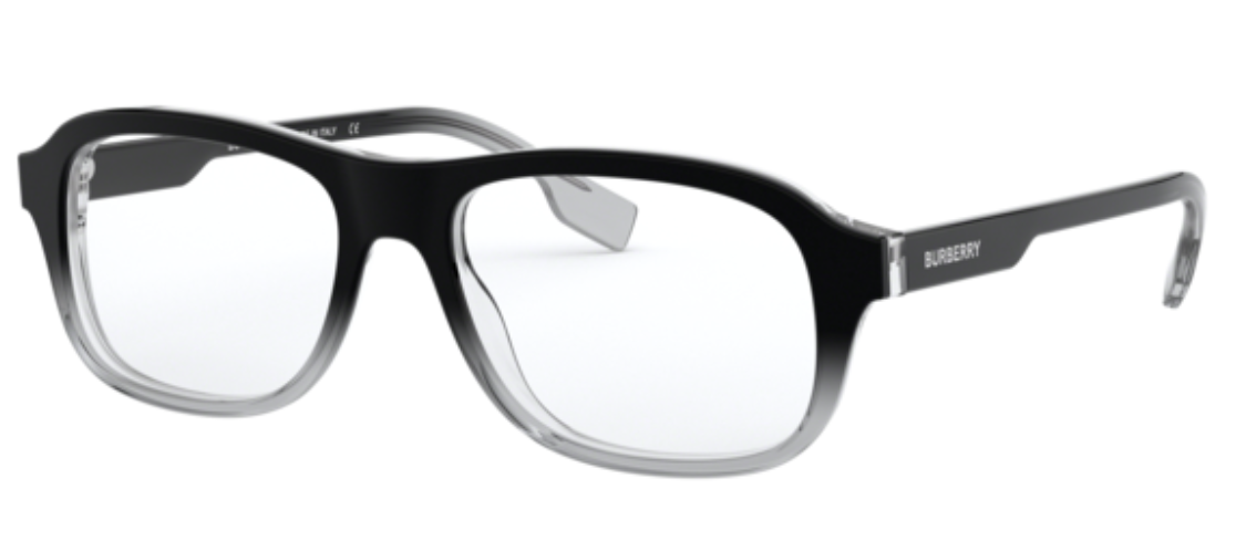 Burberry BE2299 3805 Eyeglasses 54mm Top Black on Transparent / Clear Demo Lens