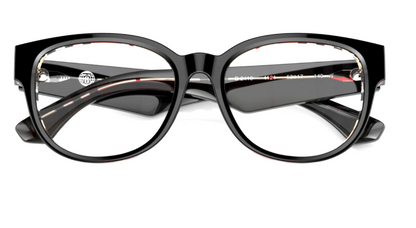 Burberry BE2410 4121 Eyeglasses 53mm Black on Vintage Check / Clear Demo Lens