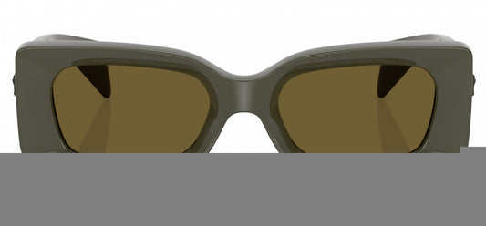 Versace VE4474U 549173 Rectangle Sunglasses 52mm Dark Olive / Brown Lens