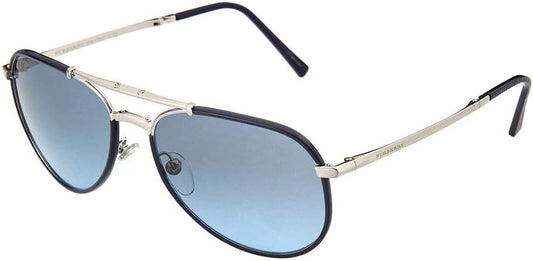 Burberry BE3091J 1166S2 Folding Aviator Sunglasses 58mm Silver Blue / Blue Lens