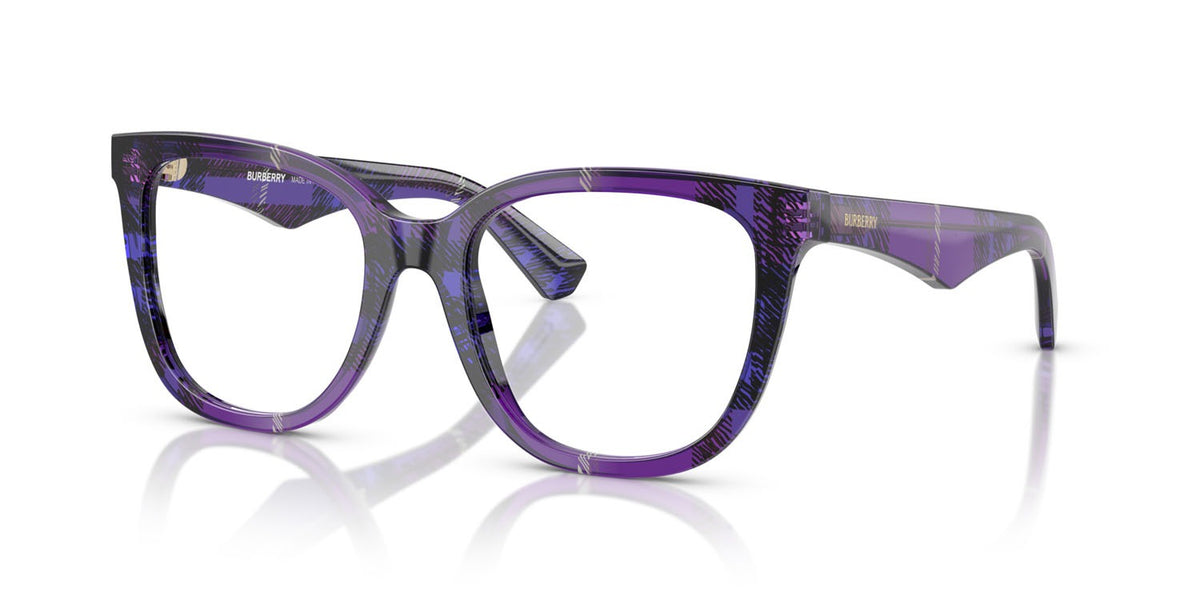 Burberry BE2415 4113 Eyeglasses 51mm Check Violet / Clear Demo Lens