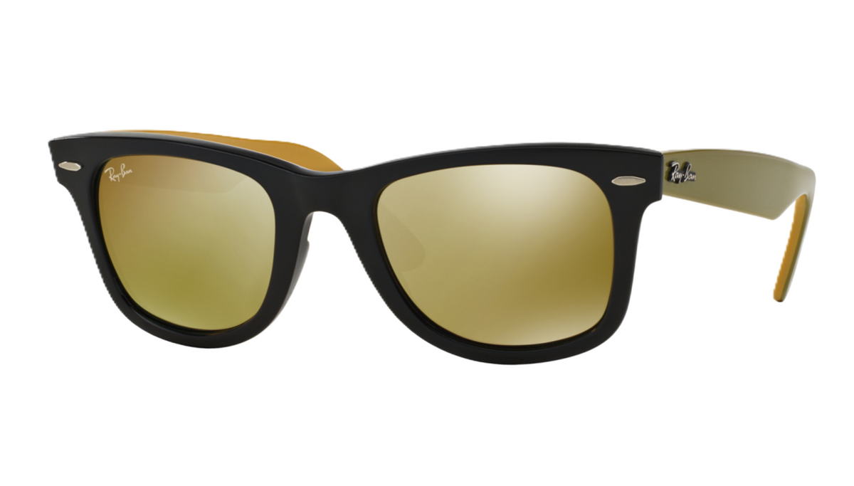 Ray-Ban RB2140 117393 Sunglasses 50mm Black-Olive Green / Gold Mirror Lens