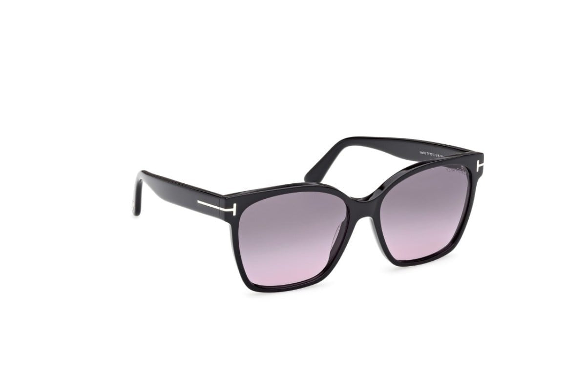 Tom Ford Iris Sunglasses FT 1312 01B 56mm Shiny Black / Fumo Gradient Lens
