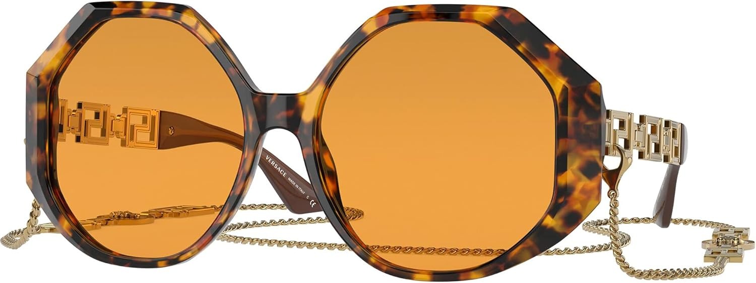 Versace VE4395 51197 Sunglasses 59mm Havana / Orange Solid Lens