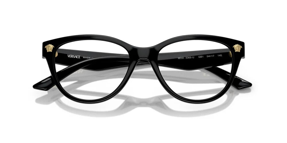 Versace VE3365U GB1 Eyeglasses 52mm Black / Clear Demo Lens