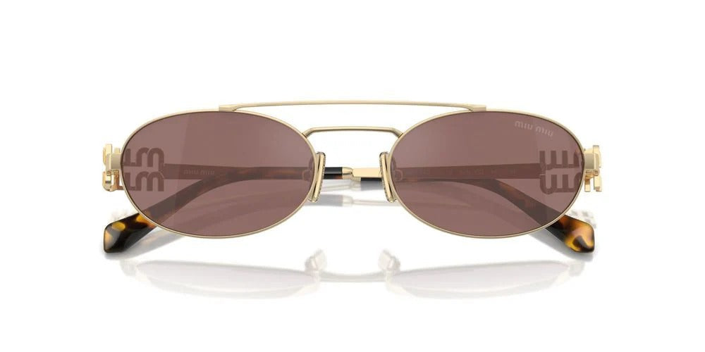 Miu Miu Sunglasses MU 54ZS ZVN 70D 53mm Pale Gold / Brown Silver Lens