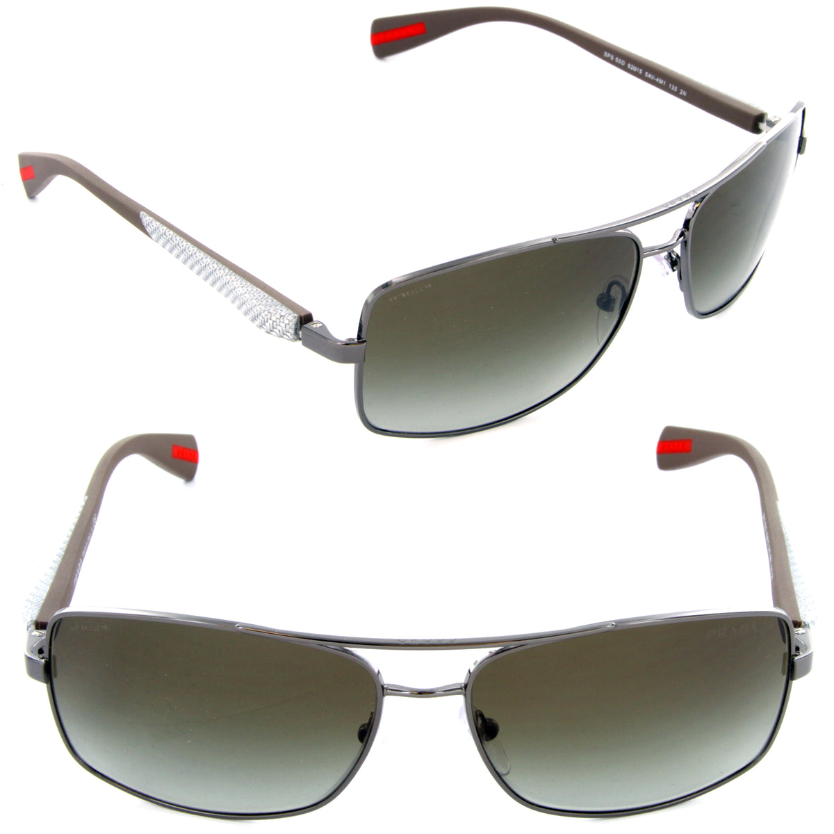 Prada Sport Sunglasses SPS 50O 5AV-4M1 Gunmetal / Green Gradient Lens
