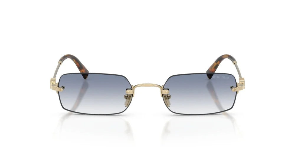 Miu Miu MU B50S ZVN80O Sunglasses 52mm Pale Gold / Clear Gradient Light Blue