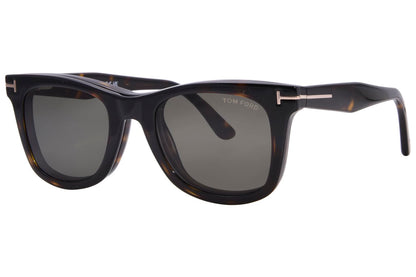Tom Ford Eyeglasses W/Clip On FT5970-B 052 50mm Havana / Blue Light & Green Lens