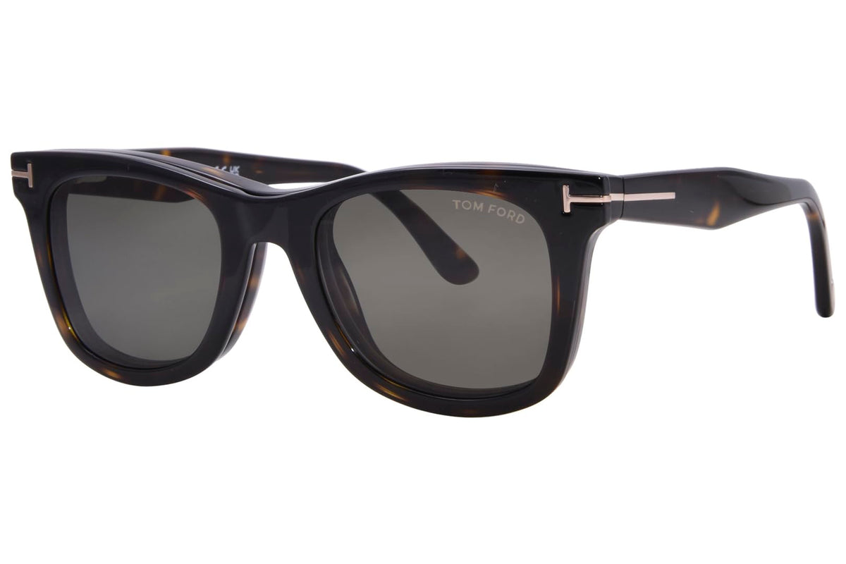 Tom Ford Eyeglasses W/Clip On FT5970-B 052 50mm Havana / Blue Light &amp; Green Lens