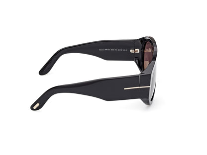 Tom Ford Bronson FT1044 01A Aviator Sunglasses 60mm Shiny Black / Smoke Lens
