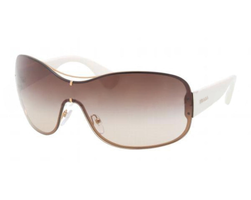 Prada Sunglasses PR63OS ZVA6S1 White-Antique Gold / Brown Gradient Lens