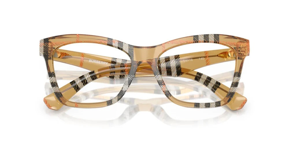 Burberry BE2416 4146 Eyeglasses 52mm Check Sand / Clear Demo Lens