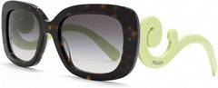 Prada Baroque Sunglasses PR27OS QFL0A7 54mm Havana Green / Grey Gradient Lens