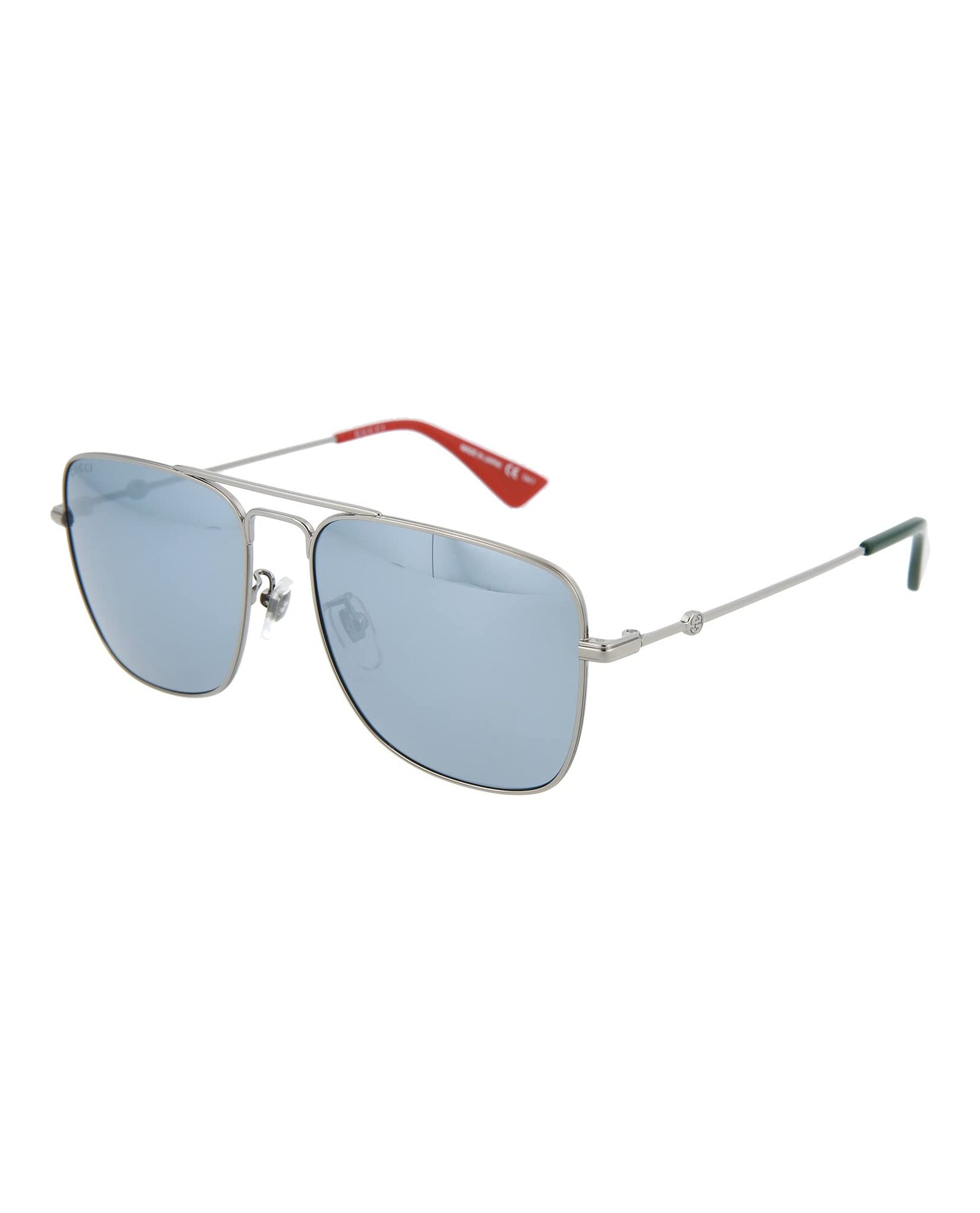 Gucci Sunglasses GG0108S 005 55mm Ruthenium / Silver Mirror Lens