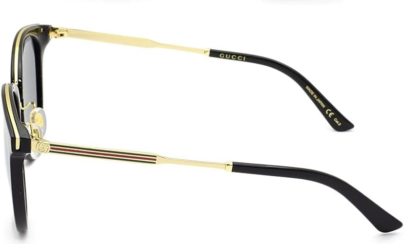 Gucci Sunglasses GG0204S 001 56mm Black-Gold / Grey Lens