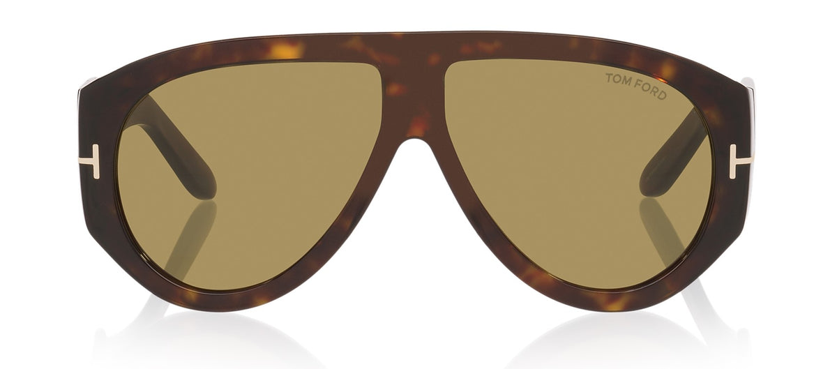 Tom Ford Bronson FT1044 52N Aviator Sunglasses 60mm Dark Havana / Green Lens