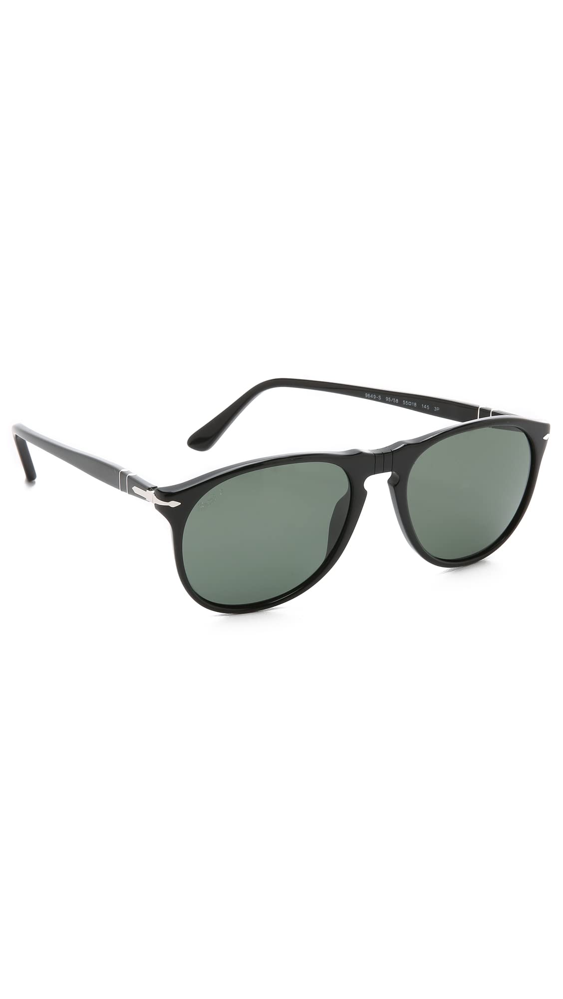 Persol PO9649/S 95/58 Sunglasses 55mm Black / Green Polarized Lens